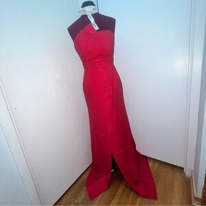 Designer Gorgeous Sample Raspberry Gown Strapless with Train XS Small